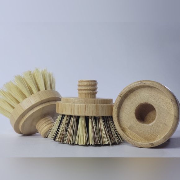 Natural eco friendly sisal bamboo dish brush with interchangeable heads - Picture 3 of 9
